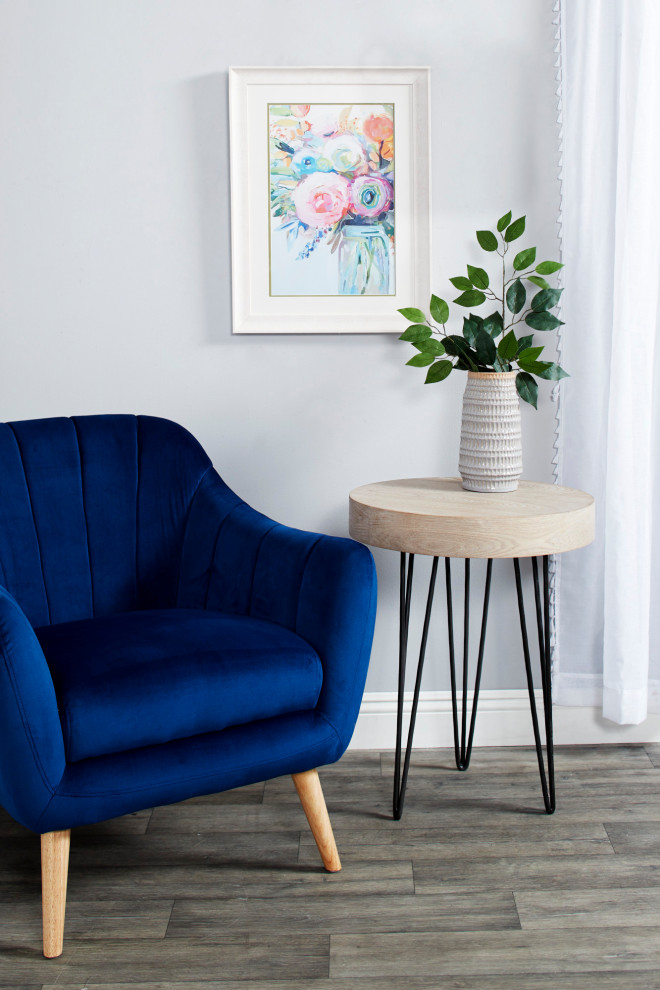 Blue Polyester and Wood Modern Accent Chair 38372   Midcentury   Armchairs And Accent Chairs   by Brimfield  ampMay  Houzz