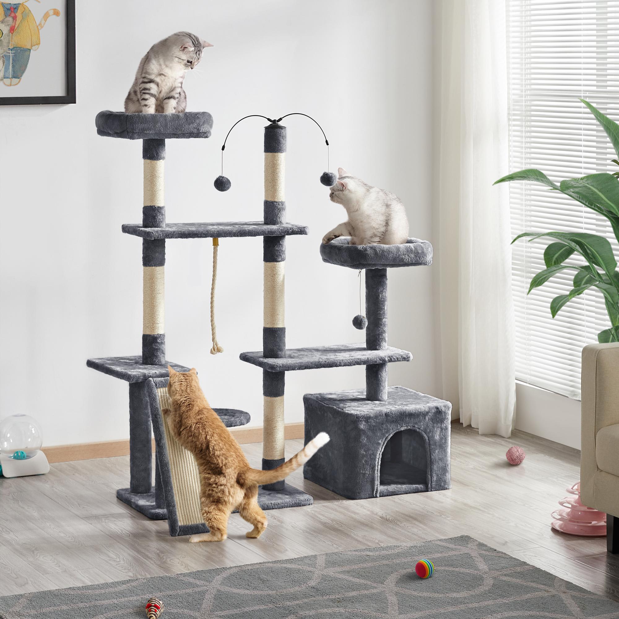 TOPEAKMART Dark Gray Cat Activity Tree Condo， 53.5