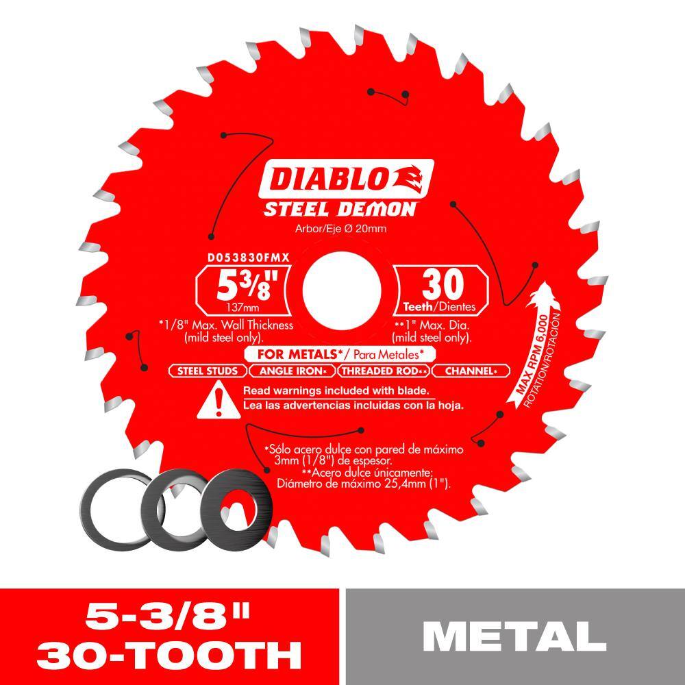 DIABLO Steel Demon 5-38 in. x 30-Tooth Metal Cutting Circular Saw Blade with Bushings D053830FMX