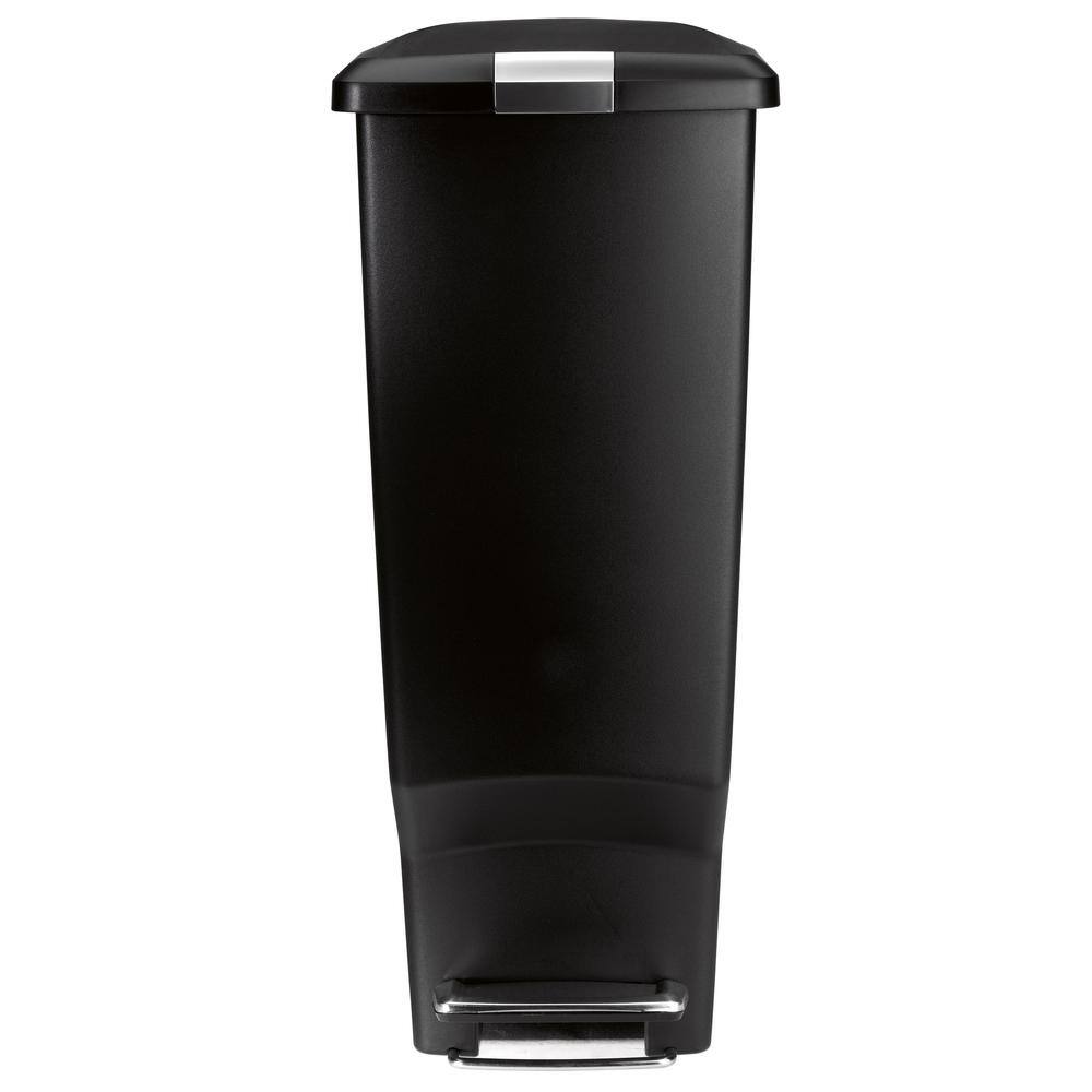 simplehuman 40-Liter Black Plastic Slim Step-On Trash Can CW1361