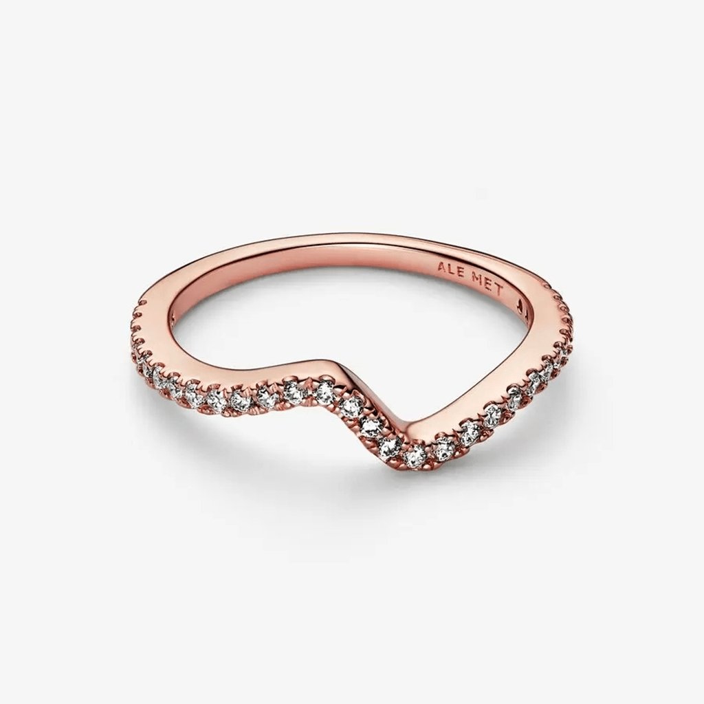 PANDORA  Sparkling Wave Ring - Rose Gold Plated