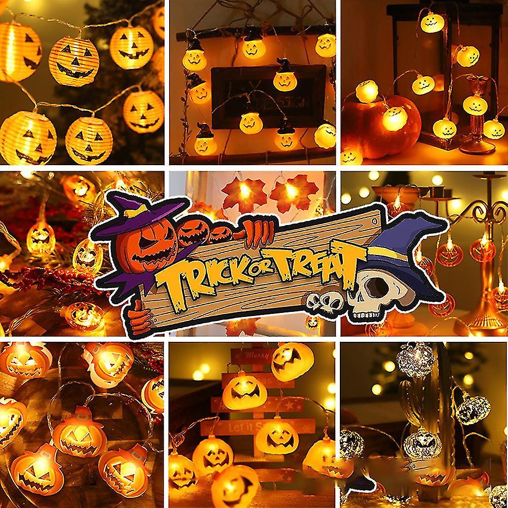 Halloween 10led 1.5m Pumpkin Lights， Battert Operated， Electroplating Pumpkin