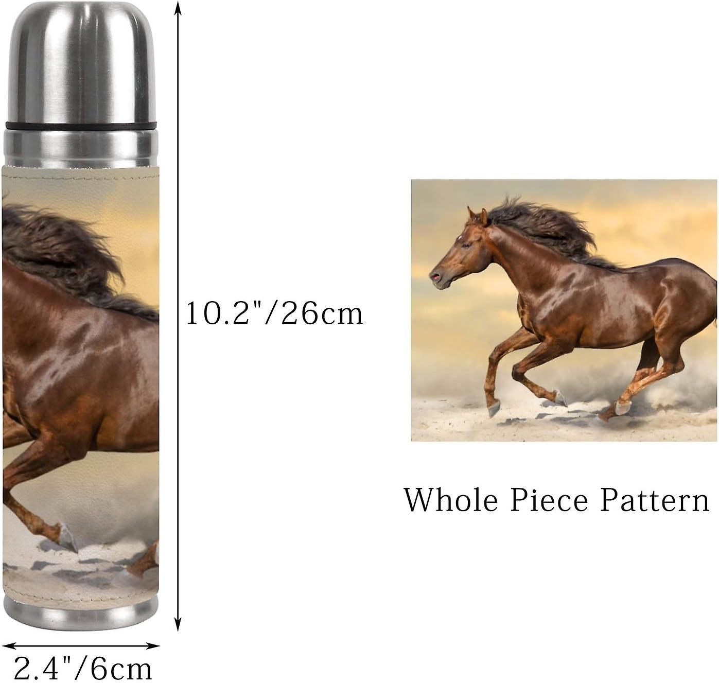 Insulated Mug Stainless Steel Water Bottle Horse Running Outside Vacuum Cup Travel Mug For Travel School Office