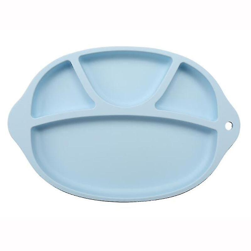 Silicone Plates， Skidproof Unbreakable Kids Feeding Tray With Dividers(blue)