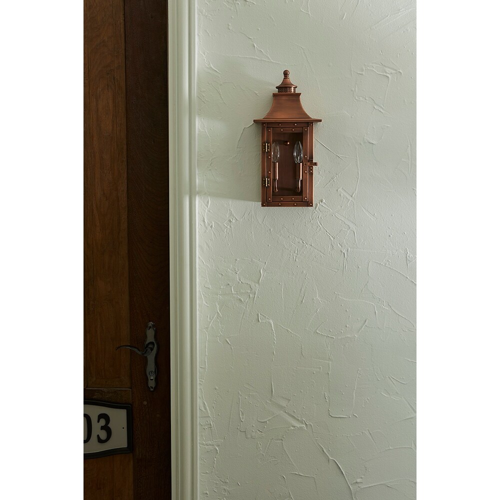 St. Charles 2 light Copper Patina Outdoor Wall Mount