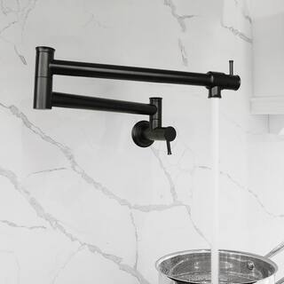 Akicon Wall Mount Pot Filler Faucet in Matte Black AK98266-MB