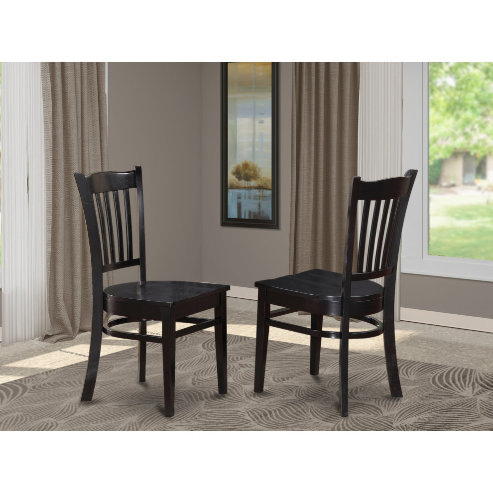 Set of 2 Chairs Groton Dining Chair With Wood Seat  Black Finish   Transitional   Dining Chairs   by Kolibri Decor  Houzz