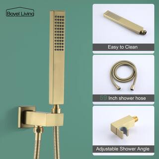 Boyel Living Ceiling Mount Single-Handle 1-Spray Tub and Shower Faucet in Brushed Gold - 10 Inch (Valve Included) SMD-88019BG-10