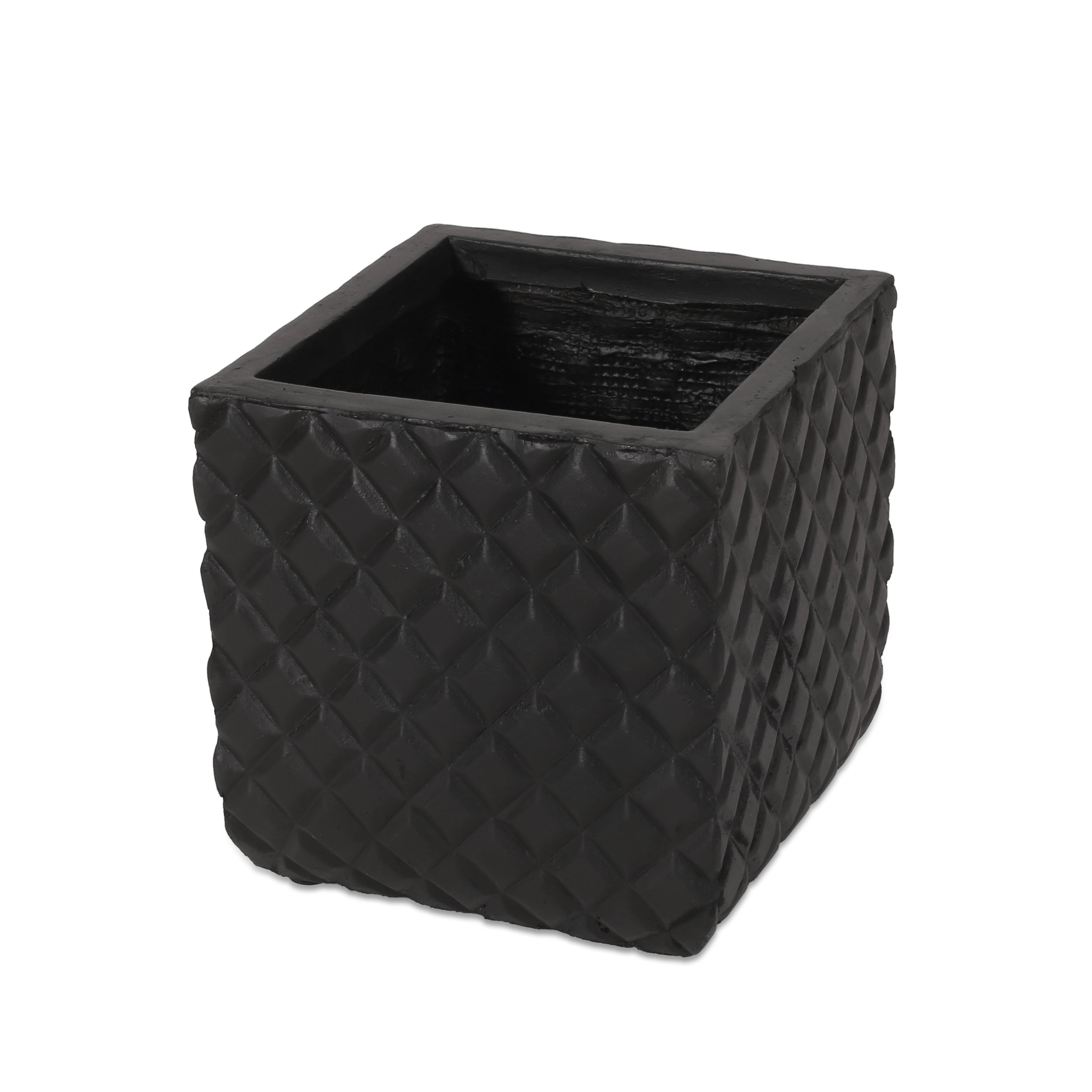 Fernald Outdoor Cast Stone Square Box Planter, Matte Black