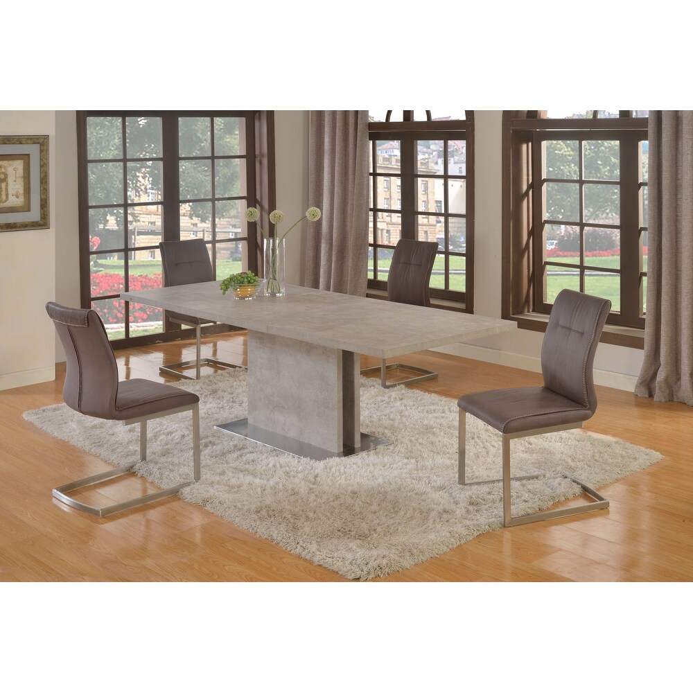 Somette Kalie Grey Extendable Dining Set with Grey Chairs