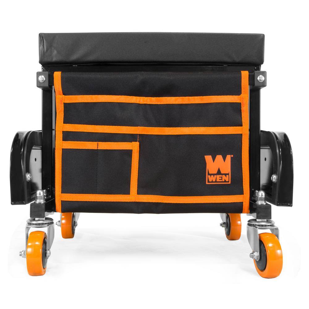 WEN 400-Pound Capacity Garage Glider Rolling Tool Chest Seat with Storage Pouch GG1400