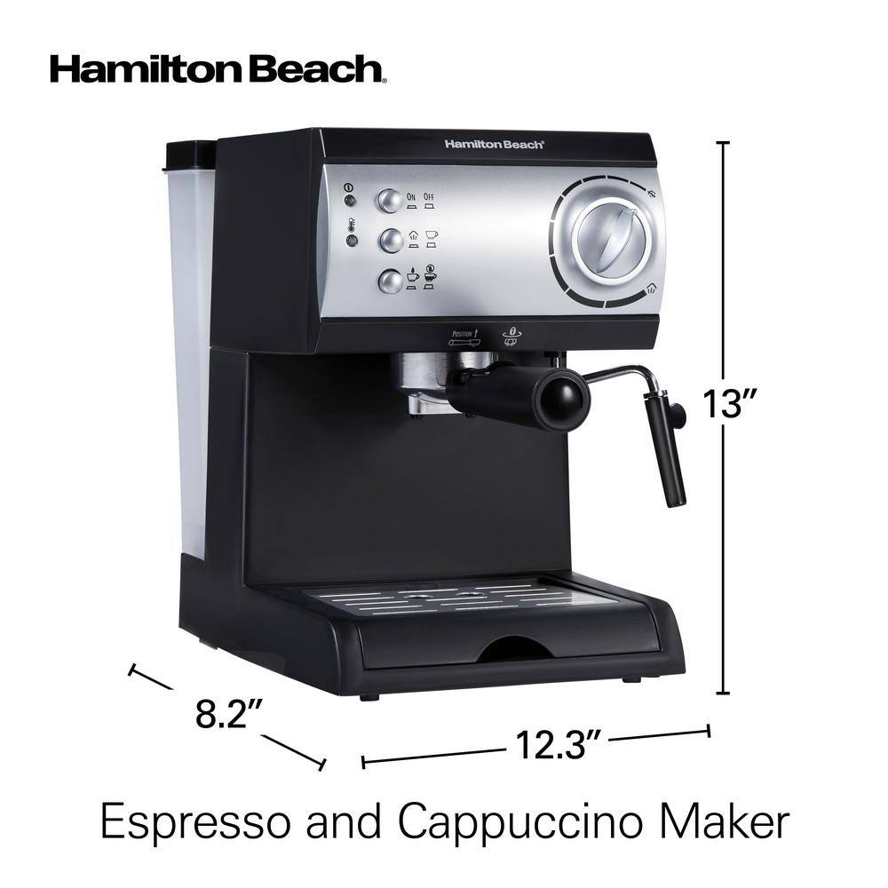 Hamilton Beach 2-Cup Black Espresso Maker with 15-Bar Pump 40715