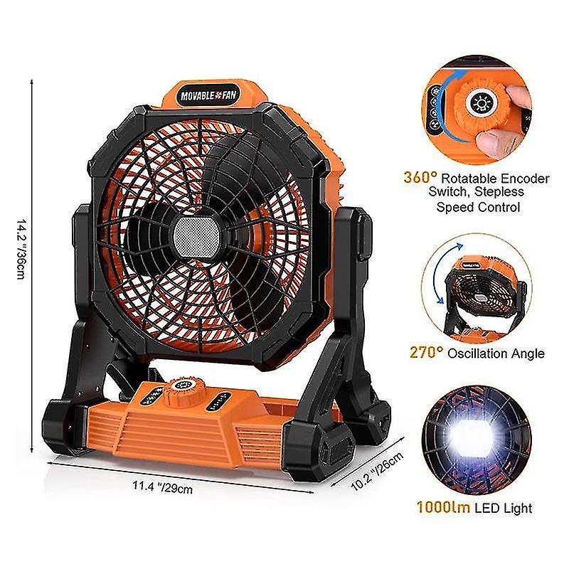 New-rechargeable Tent Fan With Hook 15000mah Camping Light Fan With Led Light For Camping Jobsite Garden Outdoor Hiking