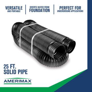 Amerimax Home Products FLEX Drain 4 in. x 25 ft. Black Copolymer Solid Drain Pipe 52110D