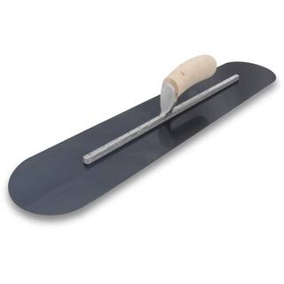 MARSHALLTOWN 24 in. x 4 in. Blue Steel Finishing Trl-Fully Rounded Curved Wood Handle Trowel MXS244BR