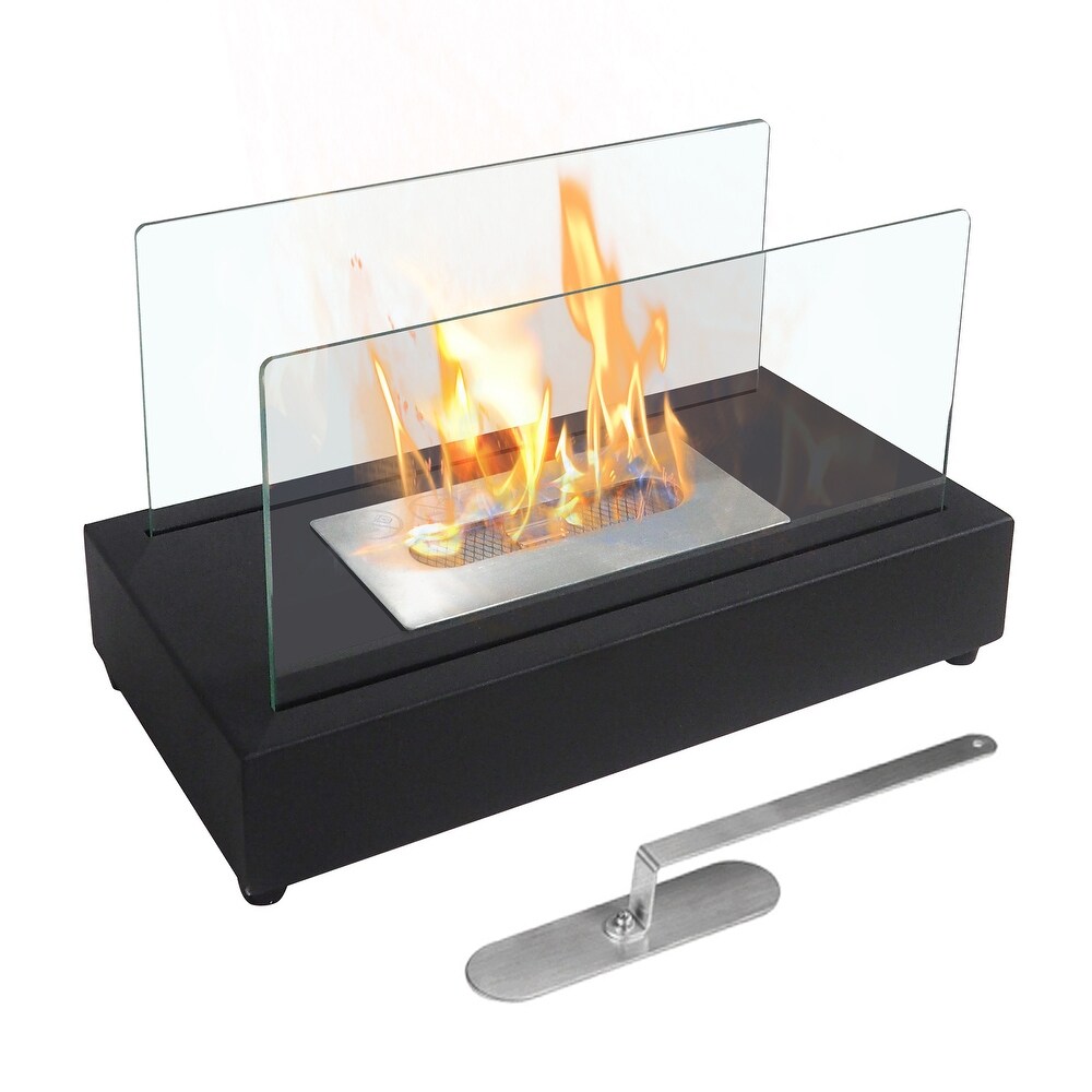 Rectangle Tabletop Bio Ethanol Fireplace Indoor Outdoor Portable Table Top Fire Pit Fuel Bioethanol Burner Heater Black