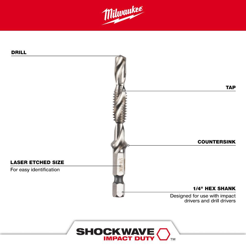 Milwaukee SHOCKWAVE 5 Pc. SAE Impact Drill Tap Set 48-89-4874 from Milwaukee