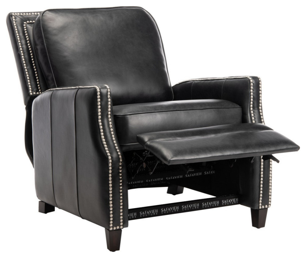 Stirling Leather Recliner  Black   Transitional   Recliner Chairs   by Rustic Home Furniture Deco  Houzz