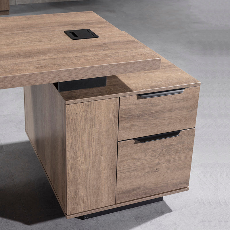 KELLEN Executive Desk with Right Return 1.6-1.8M - Warm Oak & Black