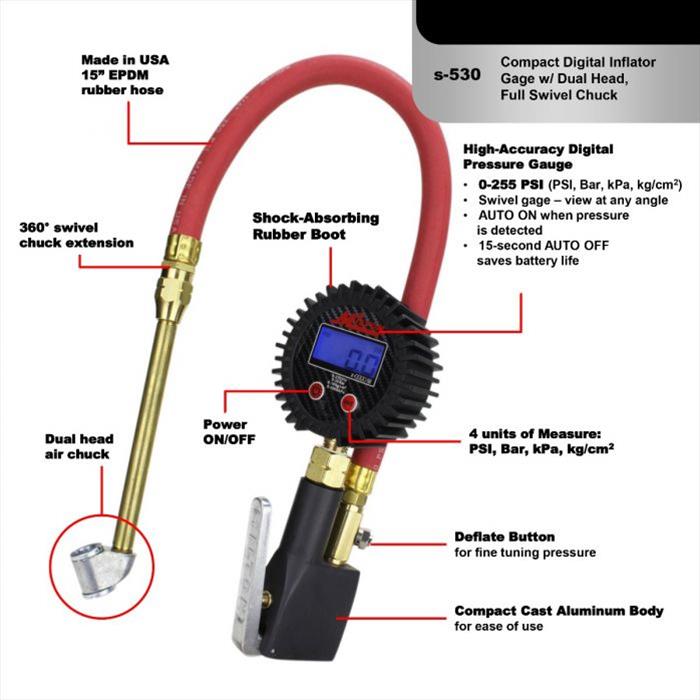 Milton Industries S-530 Milton Heavy-Duty Digital Tire Pressure Gauges with Inflators