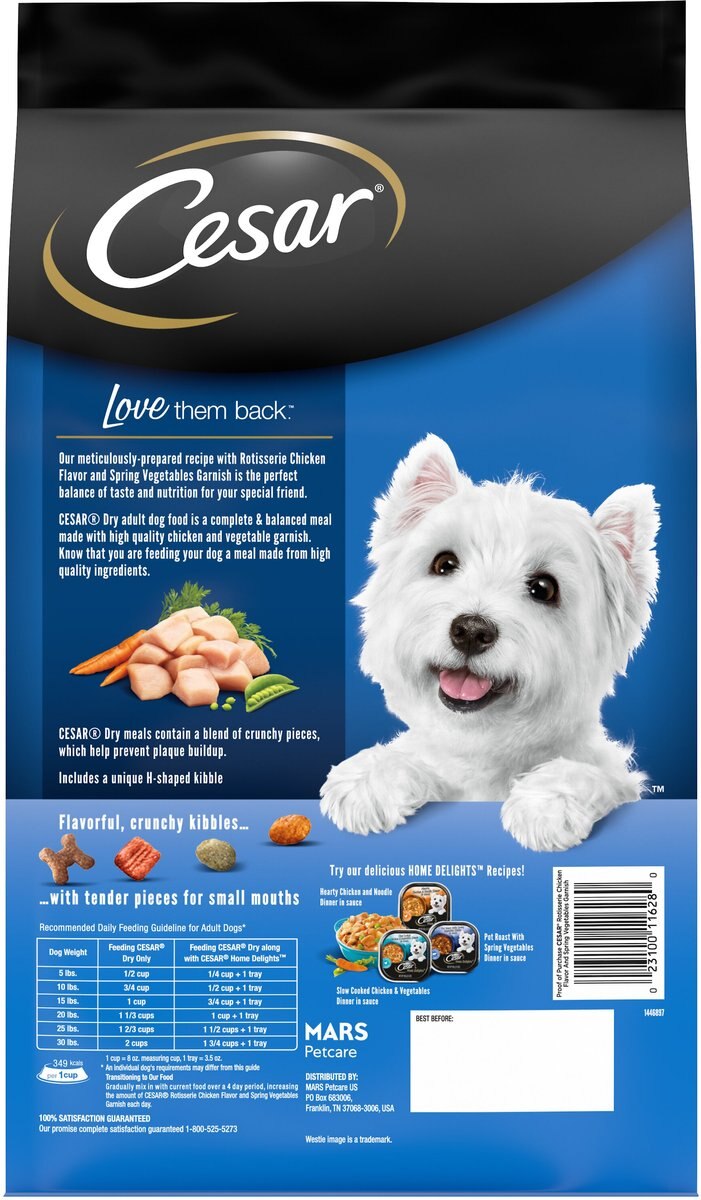 Cesar Rotisserie Chicken Flavor and Spring Vegetables Garnish Small Breed Dry Dog Food