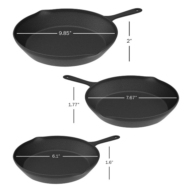 Frying Pans set Of 3 Cast Iron Pre seasoned Nonstick Skillets In 10 8 6 Cook Eggs Meat Pancakes And More kitchen Cookware By Home complete