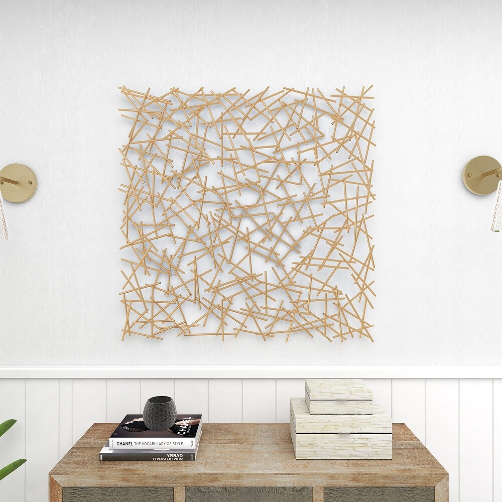 Gold Metal Overlapping Lines Geometric Wall Decor   40 x 2 x 40