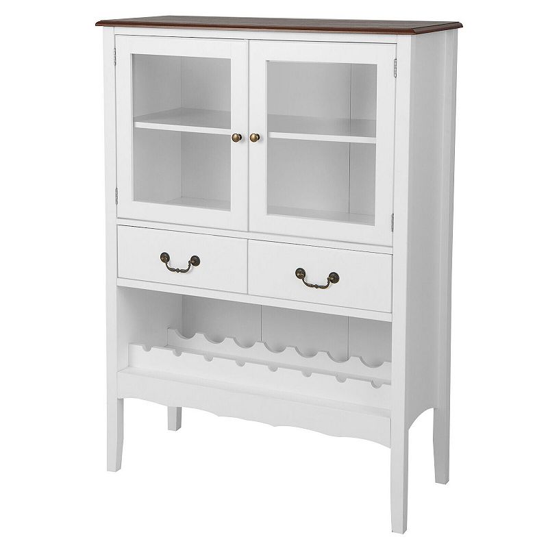 Sideboard Buffet Cabinet with 2 Tempered Glass Doors-White