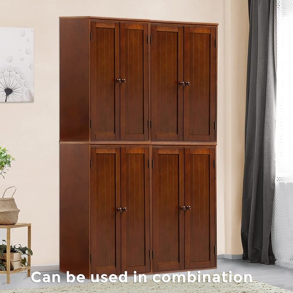 Wood Wall Storage Cabinet with Adjustable Shelf and Double Doors