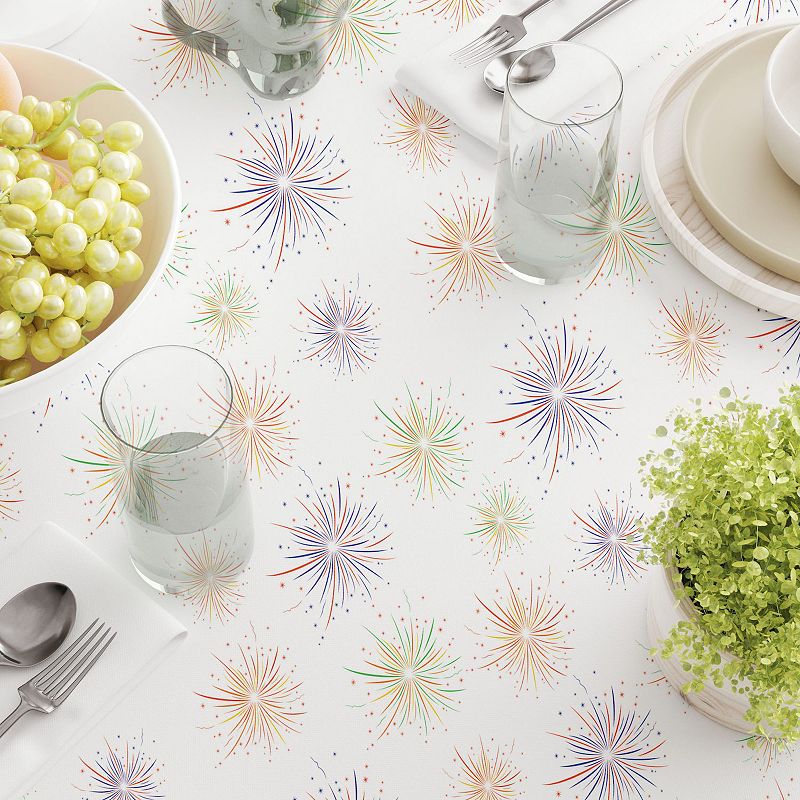 Square Tablecloth， 100% Cotton， 60x60， Fireworks Celebration