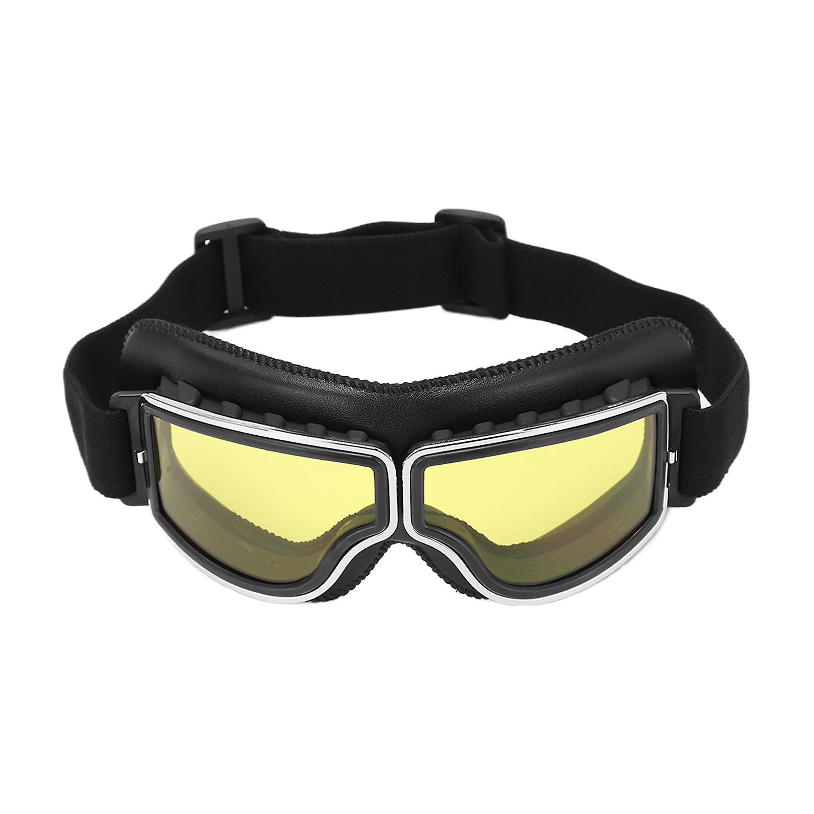 Wind Sand Protection Motorcycle Glasses Adjustable Tightness Outdoor Motocross Gogglesblack Frame Yellow Lens