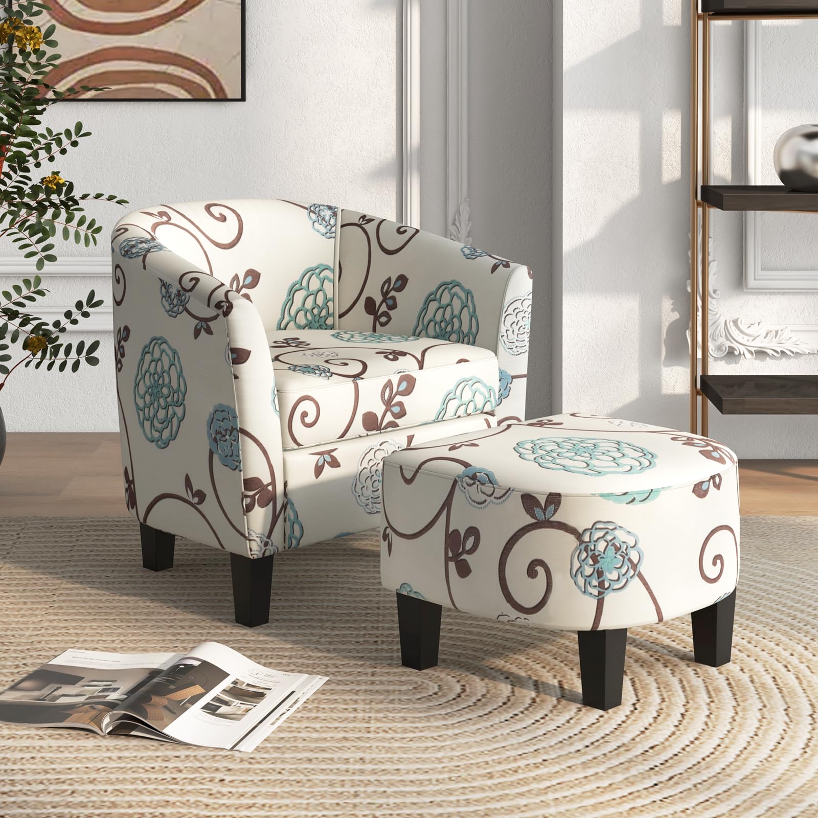 Giantex Small Accent Chair with Ottoman Set