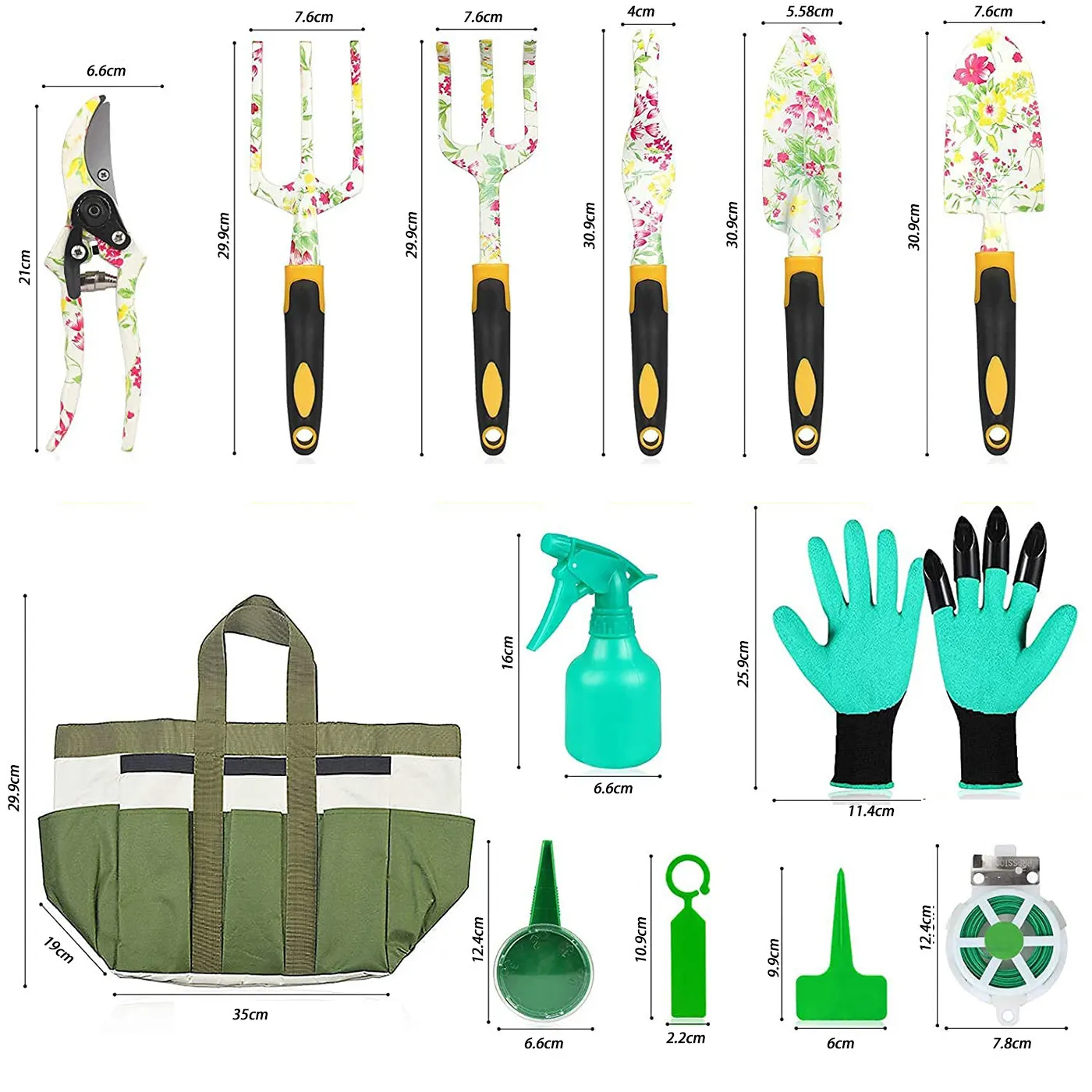 Aluminium oy Planting Flowers Garden Hand Tool Set with Bag