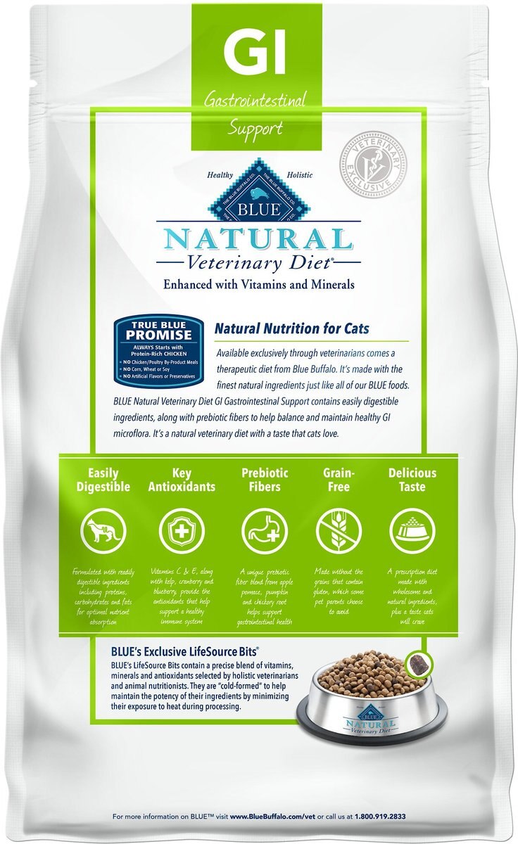 Blue Buffalo Natural Veterinary Diet GI Gastrointestinal Support Grain-Free Dry Cat Food