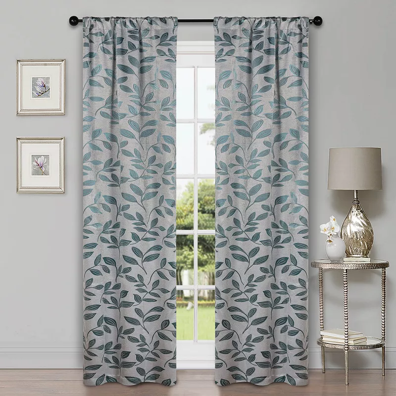 Superior Bohemian Leaves Insulated Thermal Blackout Rod Pocket Curtain Set