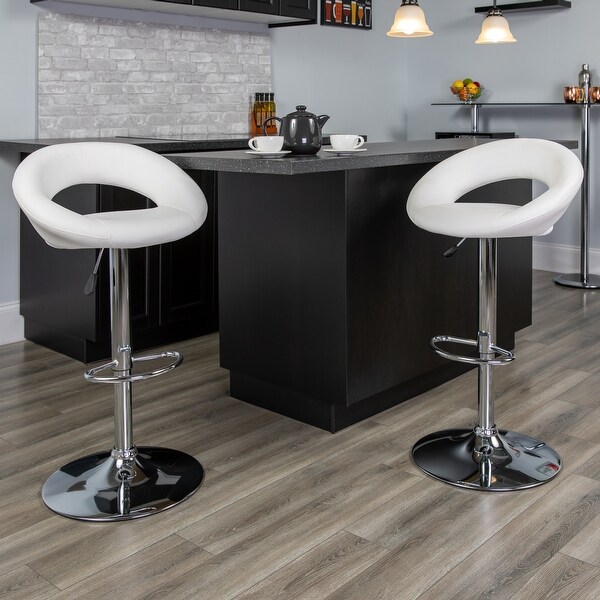 Contemporary Vinyl Rounded Orbit-style Height-adjustable Barstool - 32 - 40.75