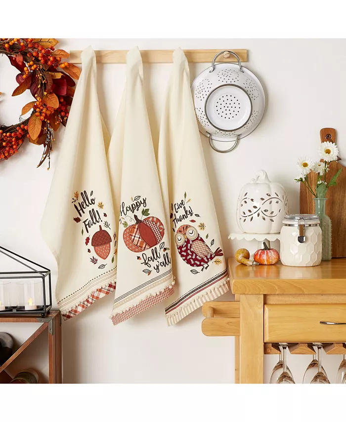 Design Imports Thanksgiving Cozy Picnic Plaid Dishtowel Set of 3