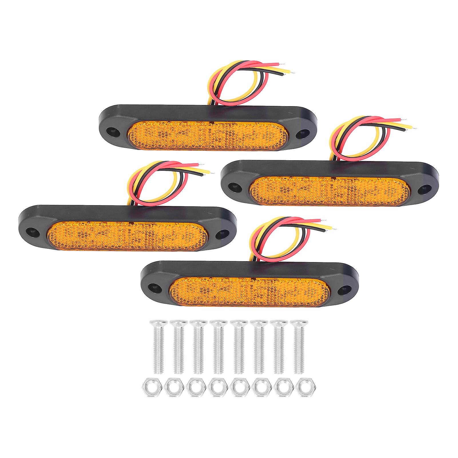 4pcs Car Reflector Light 27led 1200lm Ip67 Waterproof Universal For Rv Yacht Van Truckyellow