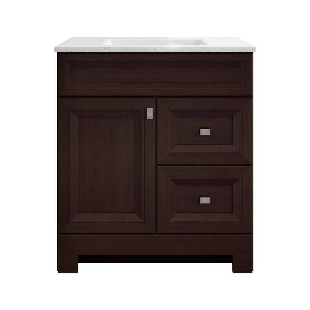 Home Decorators Collection Sedgewood 30.5 in. W Configurable Bath Vanity in Cognac with Solid Surface Top in Arctic with White Sink PPLNKDCG30D