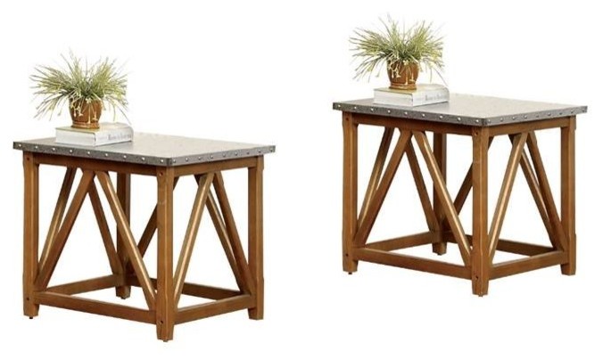 (Set of 2) Industrial End Table in Natural Tone   Farmhouse   Side Tables And End Tables   by Homesquare  Houzz