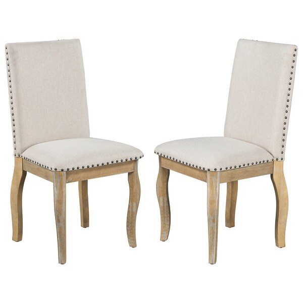 Set of 4 Dining chairs Wood with Nailhead