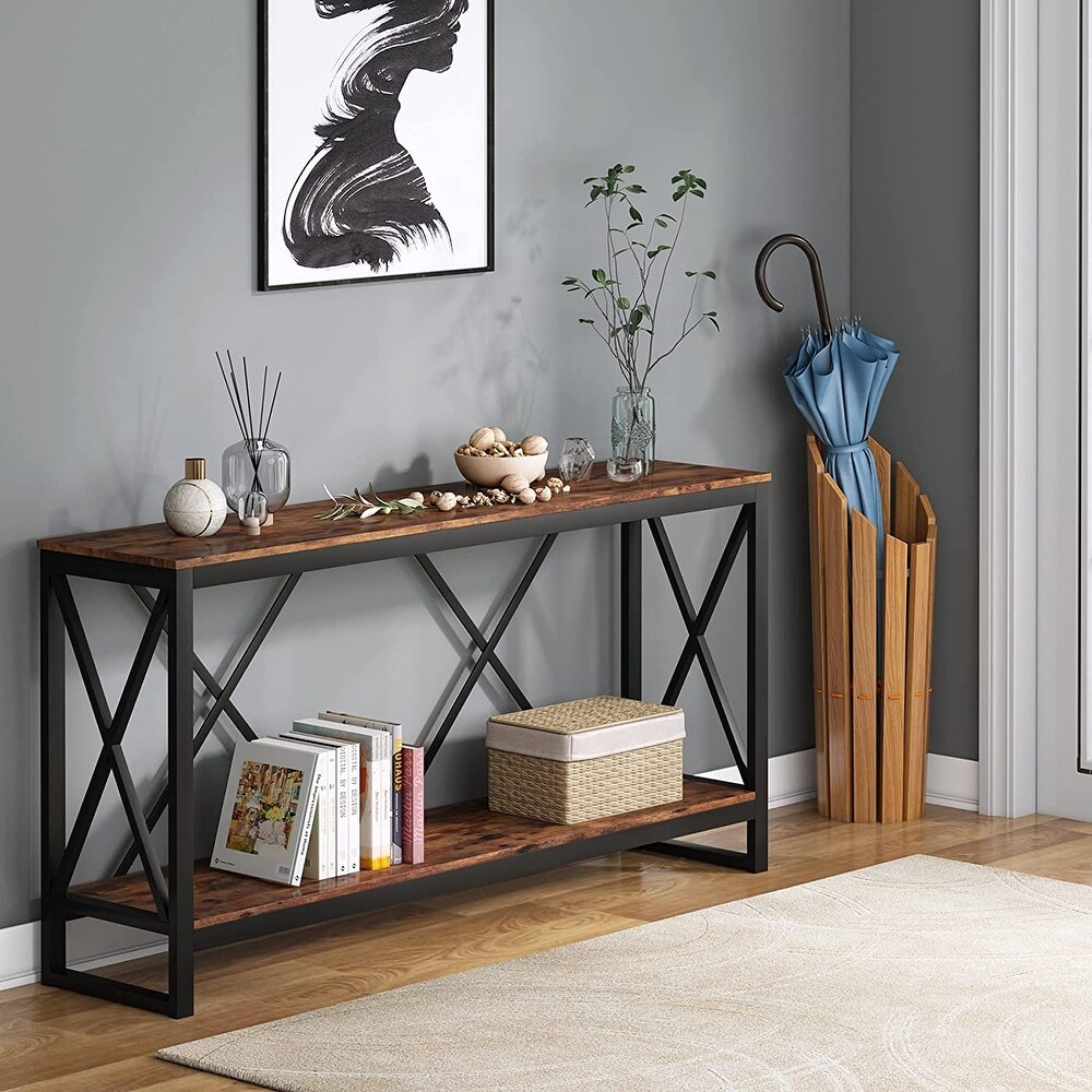 70.9 Inch Console Table  Industrial Sofa Table Narrow Long Entry Table   70.9\