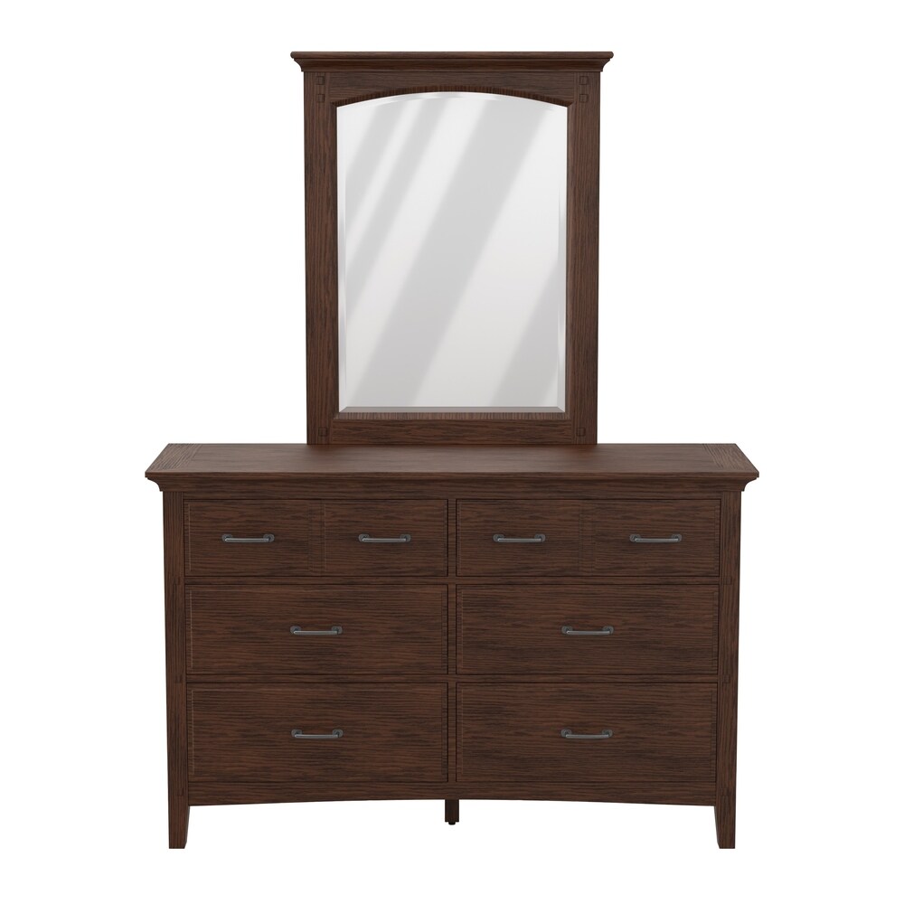 Modern Mission King Bedroom Set with 2 Nightstands and 1 Dresser with Mirror