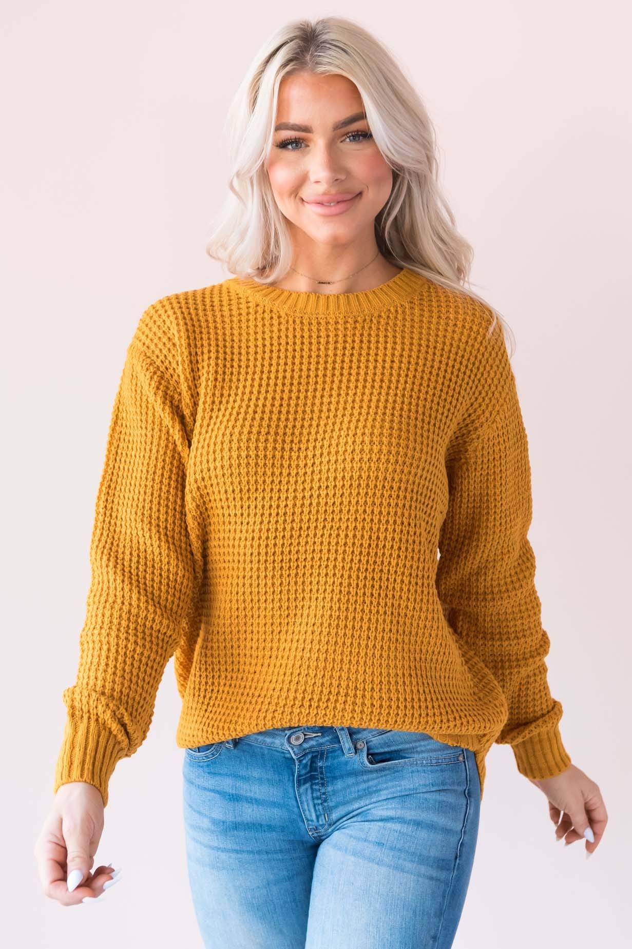 Fall Retreat Rib Stitch Modest Sweater