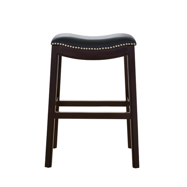 New Ridge Home Goods Julian Counter Height Barstool with Black Faux Leather Seat