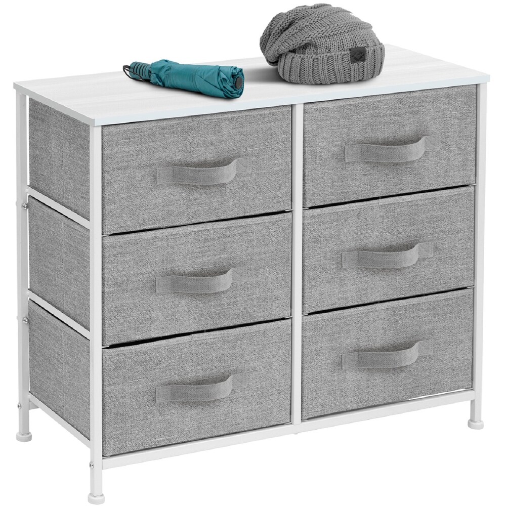 Sorbus 6 Drawer Dresser for Bedroom in White and Gray