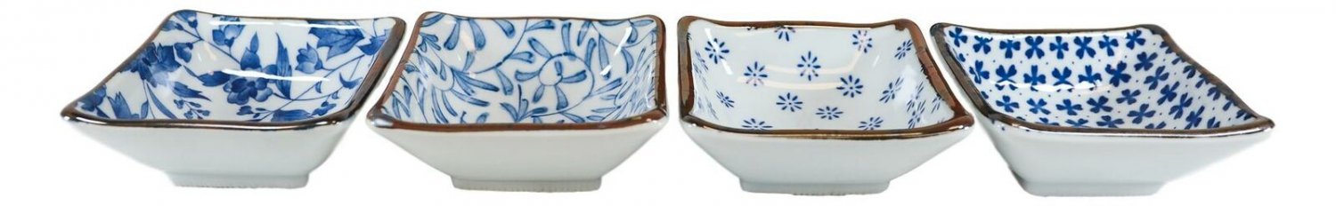 1 Japanese Multi Floral Design Square Sauce Condiment Dipping Bowls Or Dishes Set EBR02