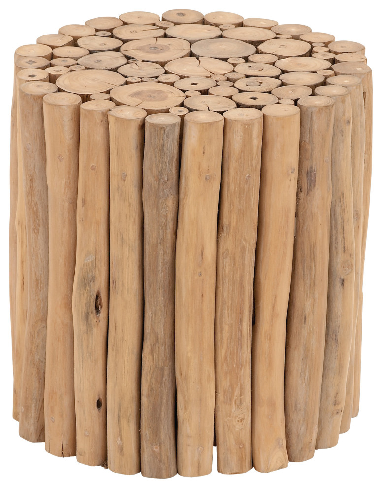 Contemporary Brown Teak Wood Accent Table 38411   Rustic   Side Tables And End Tables   by GwG Outlet  Houzz