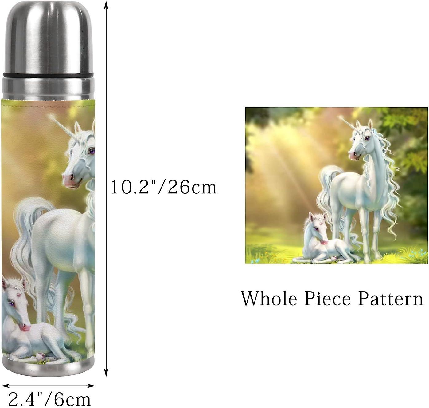 Insulated Mug Stainless Steel Water Bottle Unicorn Mom And Baby On The Forest Vacuum Cup Travel Mug