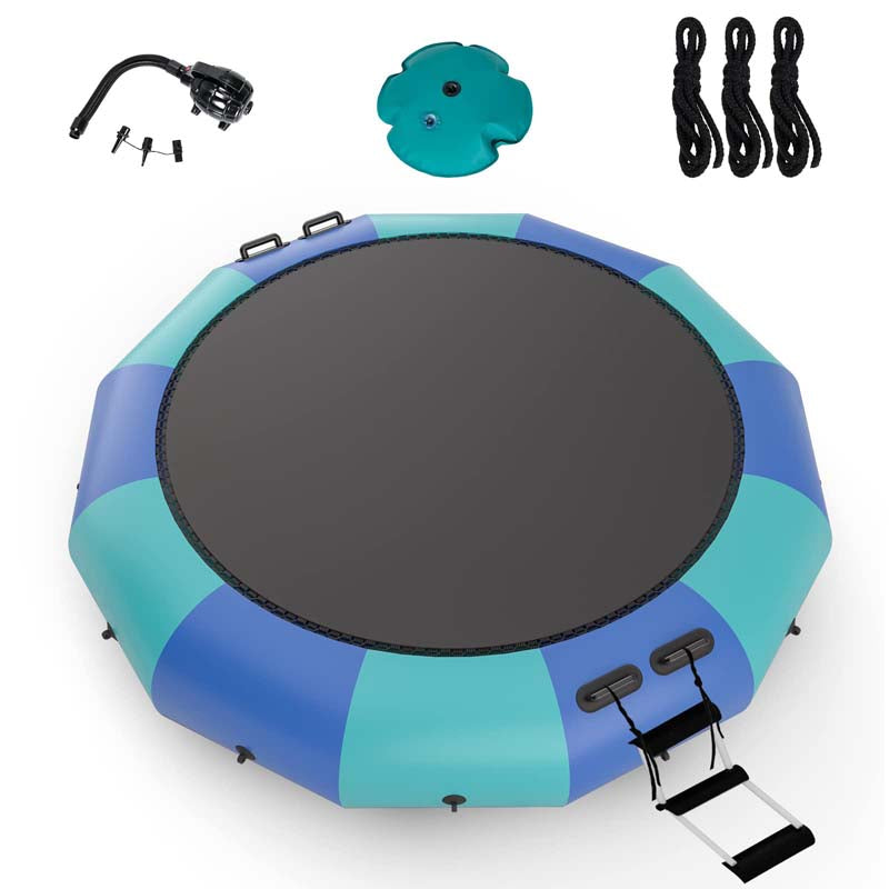 15 FT Inflatable Water Bouncer Trampoline Portable Bounce Swim Platform for Lakes Pools Calm Sea